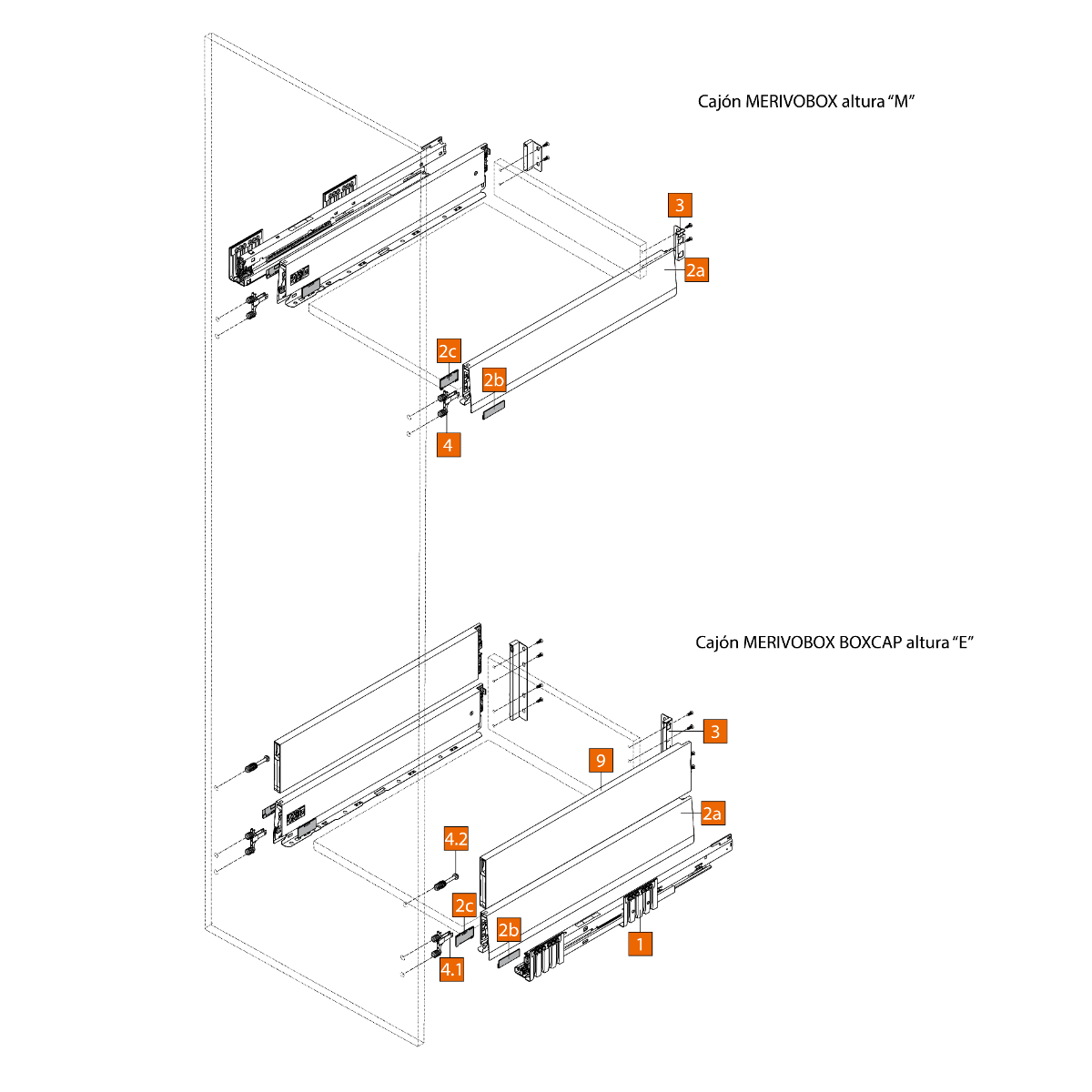 Botellero SPACE TWIN MERIVOBOX BOXCAP, altura M (91 mm) y E (192mm), color gris indium mate