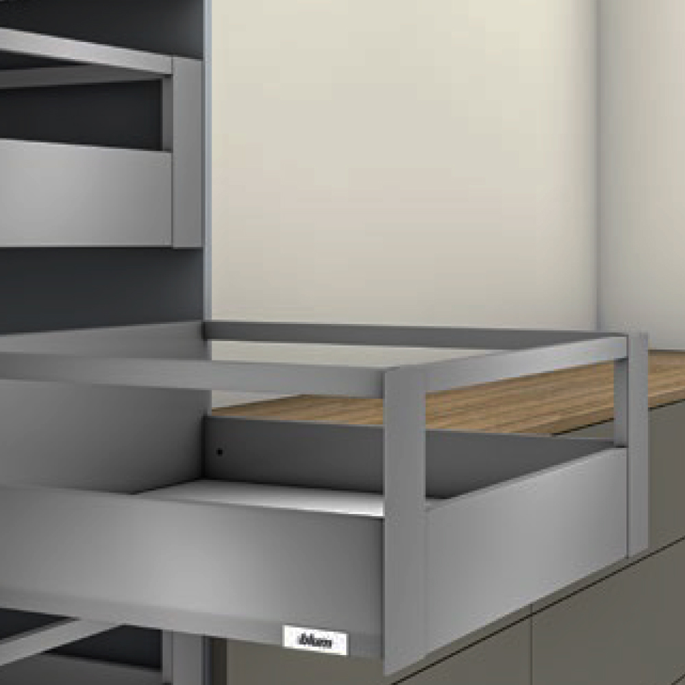 Juego de brackets frontales con galería MERIVOBOX, altura E, para cajón interior, gris orión