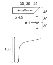 Pata META, altura 130 mm, acabado cromo. 