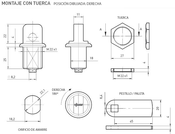 Cerradura Portacandados HASP para montaje en lockers de metal o madera