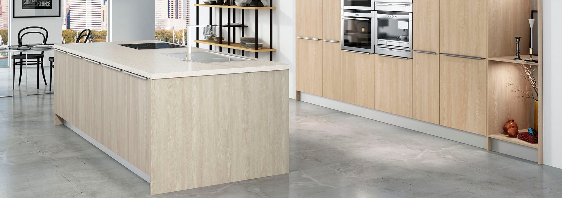 Panel SYNCRON NOGAL BLANQUEADO medida 2750 x 1240 mm. espesor 18 mm.