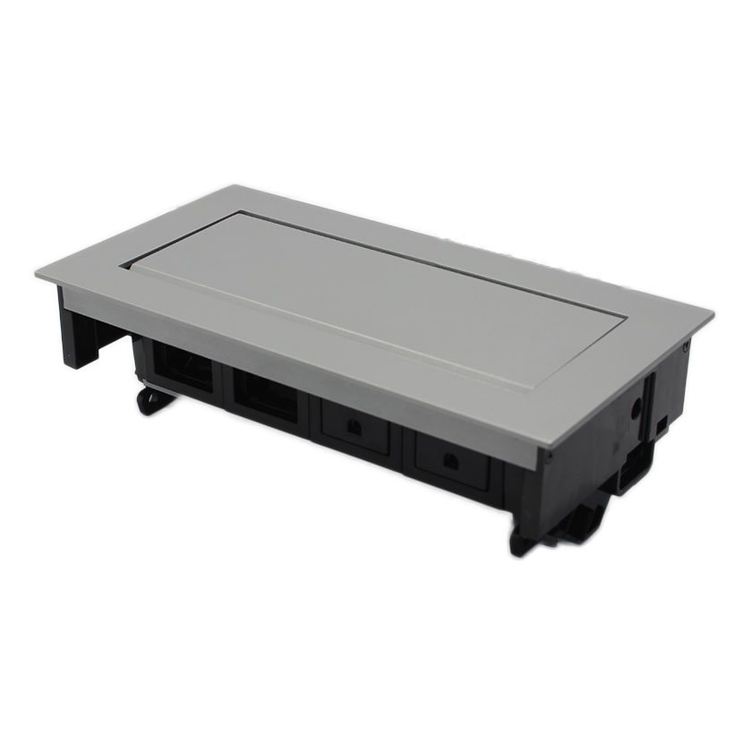 Multicontacto NOVA 2.0, 2 puertos eléctricos y 2 puertos opcionales, acabado plata