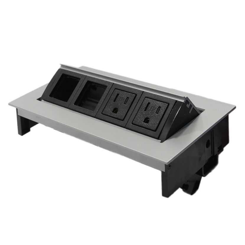 Multicontacto NOVA 2.0, 2 puertos eléctricos y 2 puertos opcionales, acabado plata