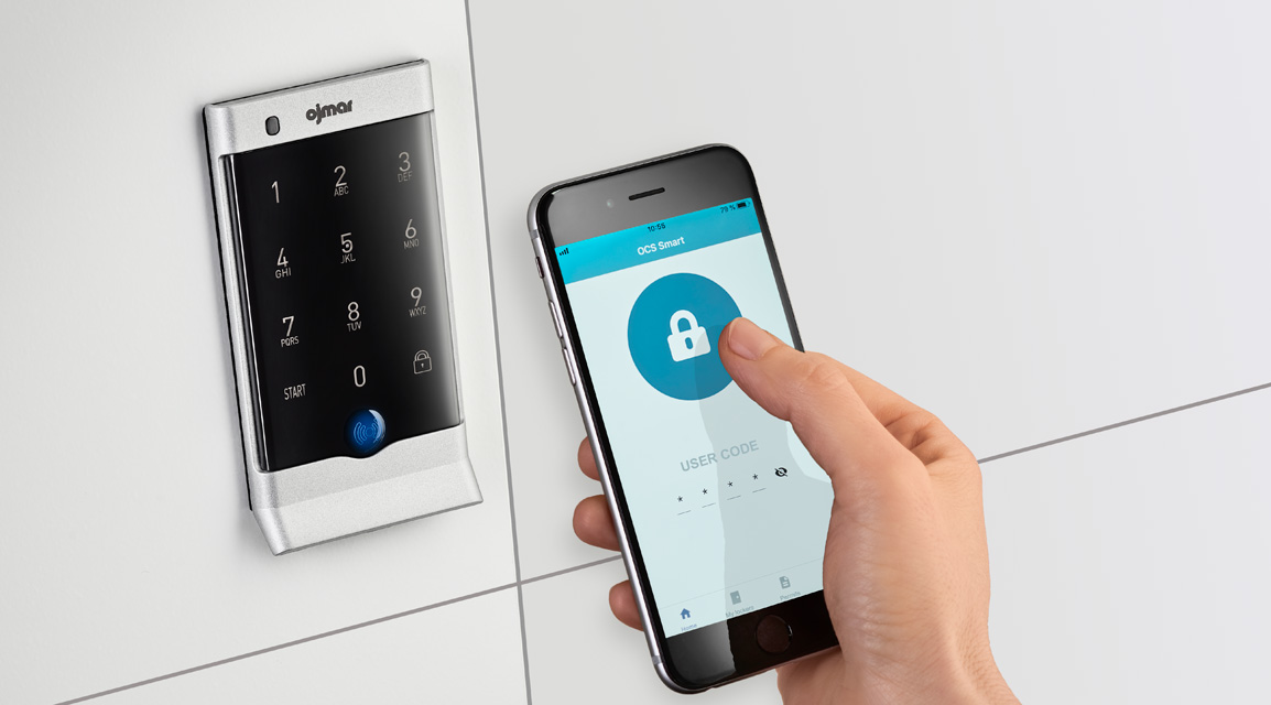 Cerradura electrónica OCS SMART para lockers o mueble, acabado grafito