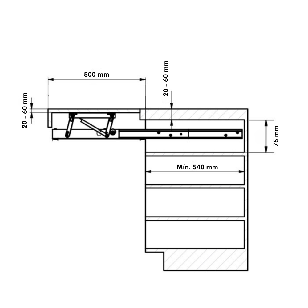 Mecanismo extraíble para mesa OPLA TOP