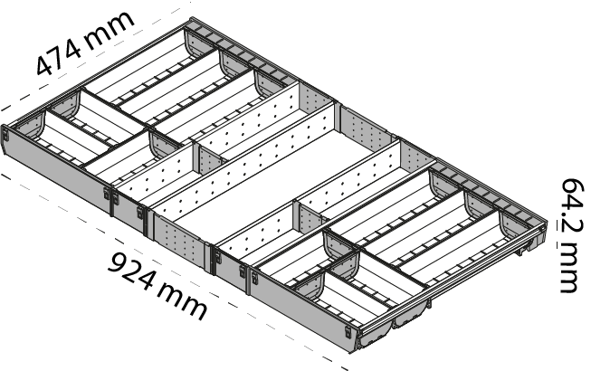 Organizador cubertero ORGA-LINE para cajón TANDEMBOX, con ancho de 1000 mm
