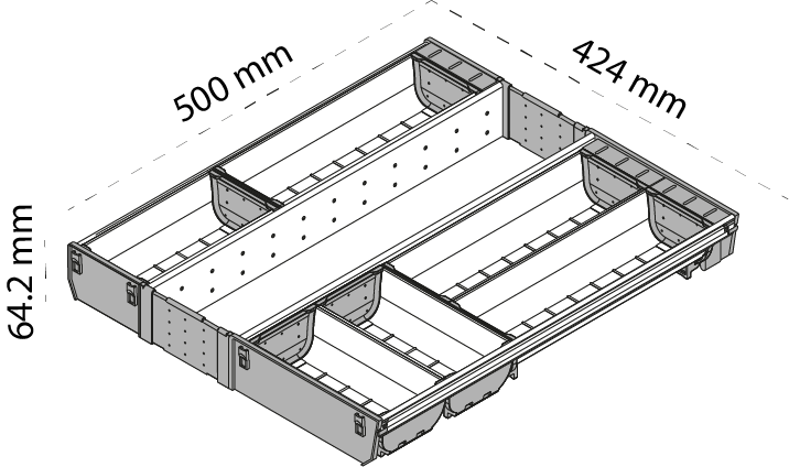Organizador cubertero ORGA-LINE para cajón cubertero TANDEMBOX, con ancho de 500 mm