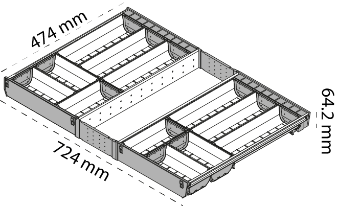 Organizador cubertero ORGA-LINE para cajón TANDEMBOX, con ancho de 800 mm