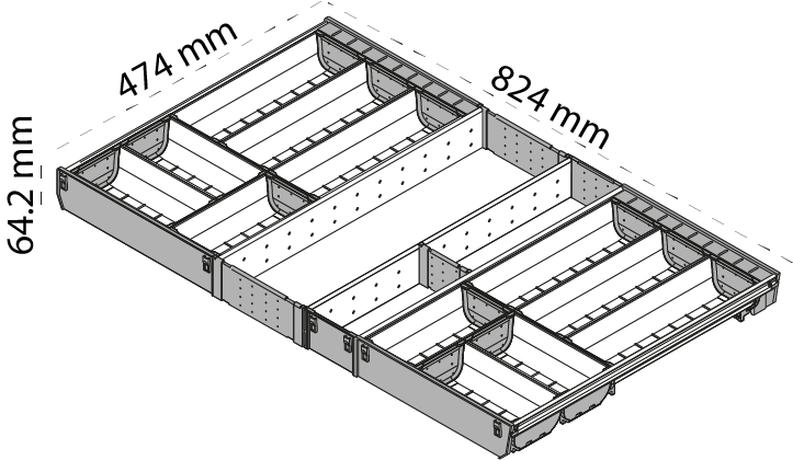 Organizador cubertero ORGA-LINE para cajón TANDEMBOX, con ancho de 900 mm