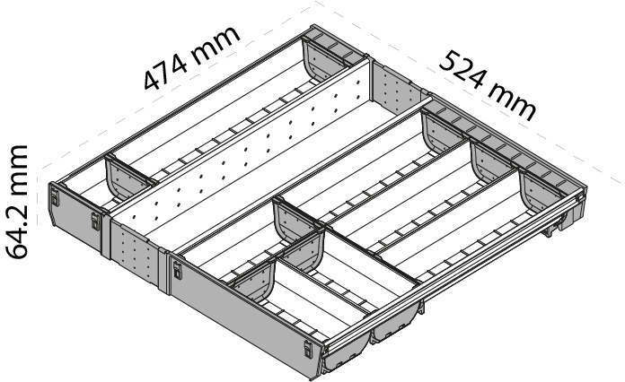 Organizador cubertero ORGA-LINE para cajón cubertero TANDEMBOX con ancho de 600 mm