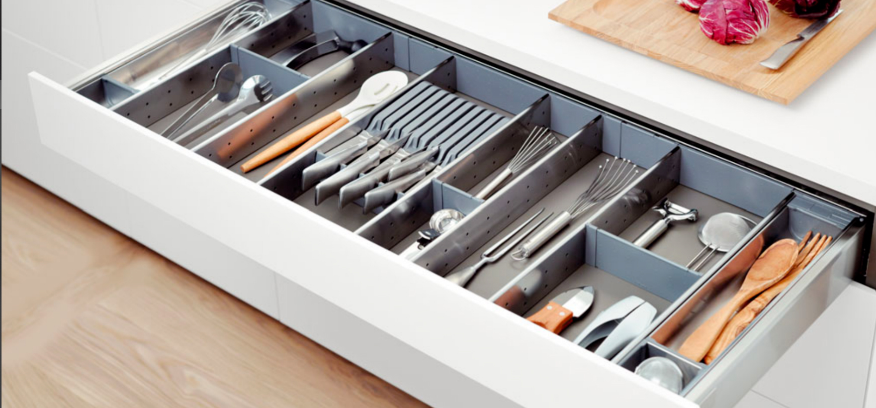 Organizador para utensilios de cocina ORGA-LINE para cajón cubertero TANDEMBOX, con ancho de 1000 mm