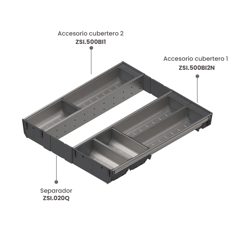 Organizador cubertero ORGA-LINE para cajón cubertero TANDEMBOX, con ancho de 500 mm