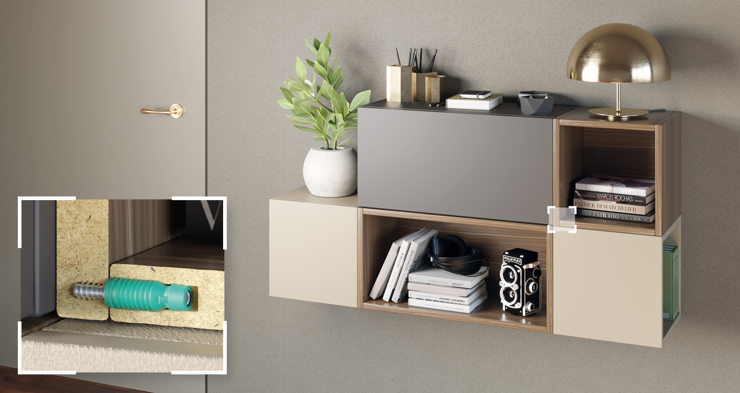 Perno Permanente PAD de largo 35 mm x Ø 9.3 mm para  paneles de 18mm, color verde