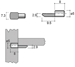 Soporte paleta para entrepaño, diámetro 5 mm, acabado níquel