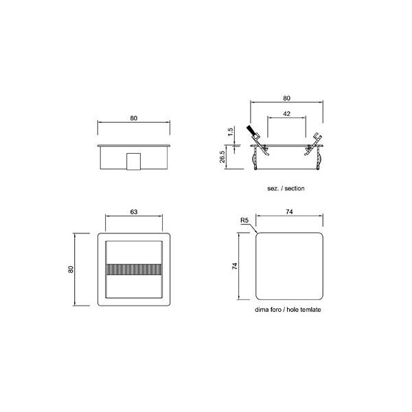 Pasacables metálico CAVO para mesa o escritorio