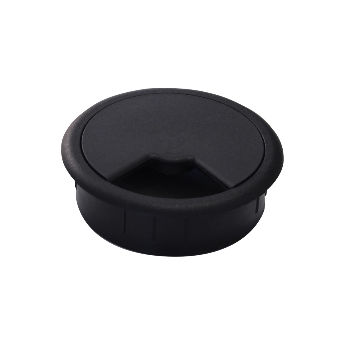 Pasacables redondo con tapa giratoria para mesa o escritorio, plástico negro