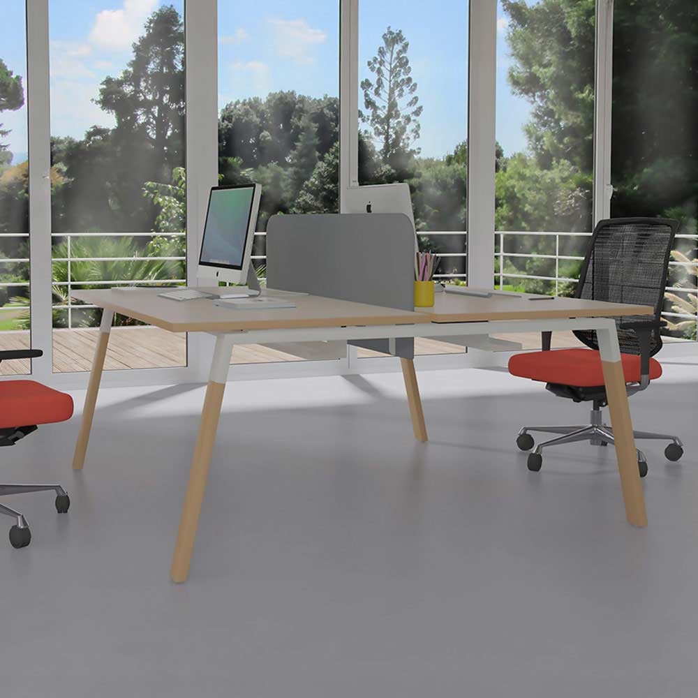 Kit de soportes Bench LEGNO 120, acabado blanco y patas de haya