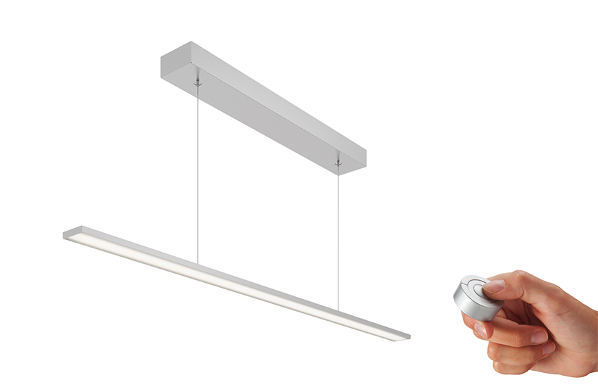 Lámpara colgante PENDY con acabado aluminio de luz natural, con X-DRIVER y Switch, incluye el control Call me