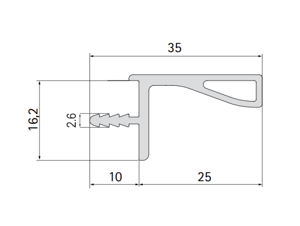 Caja con 10 piezas de perfil gola REACH para alacenas, longitud 2100 mm