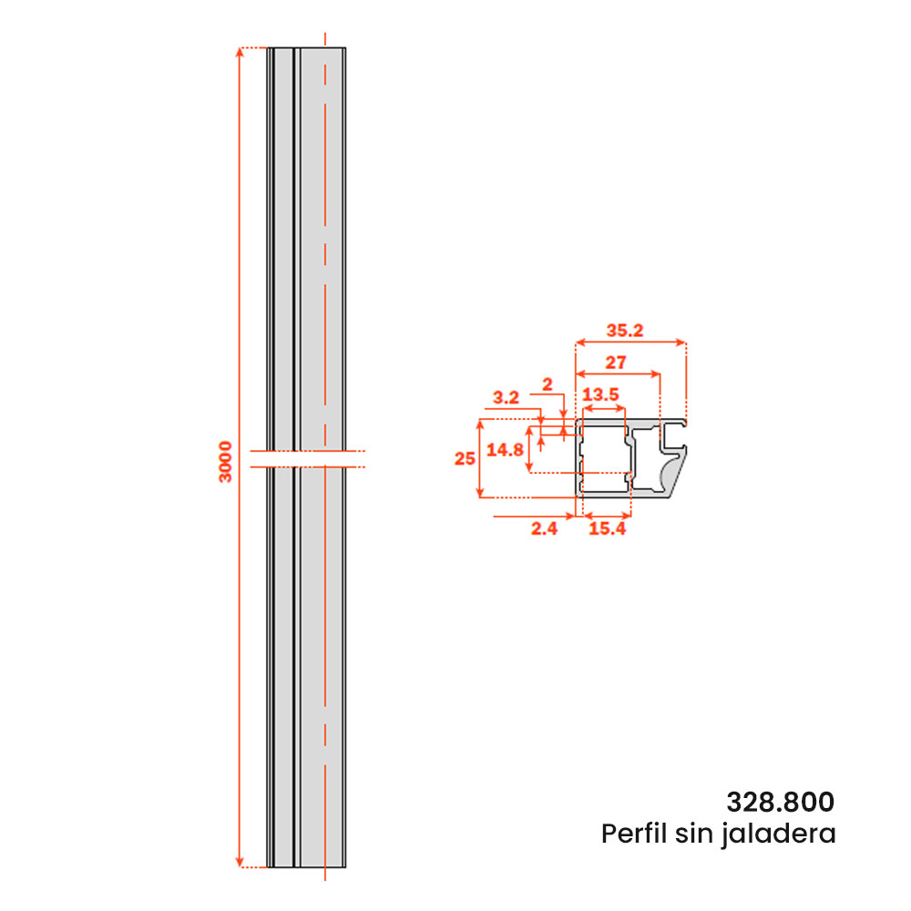 Perfil CONECTA para puerta con perfil de aluminio