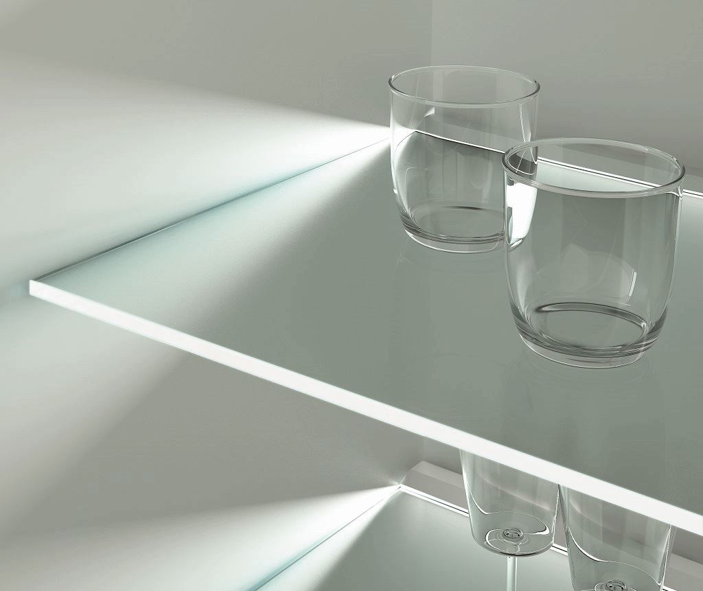 Perfil de plástico para lámpara TOUCAN para entrepaños de cristal, acabado anodizado | M12 