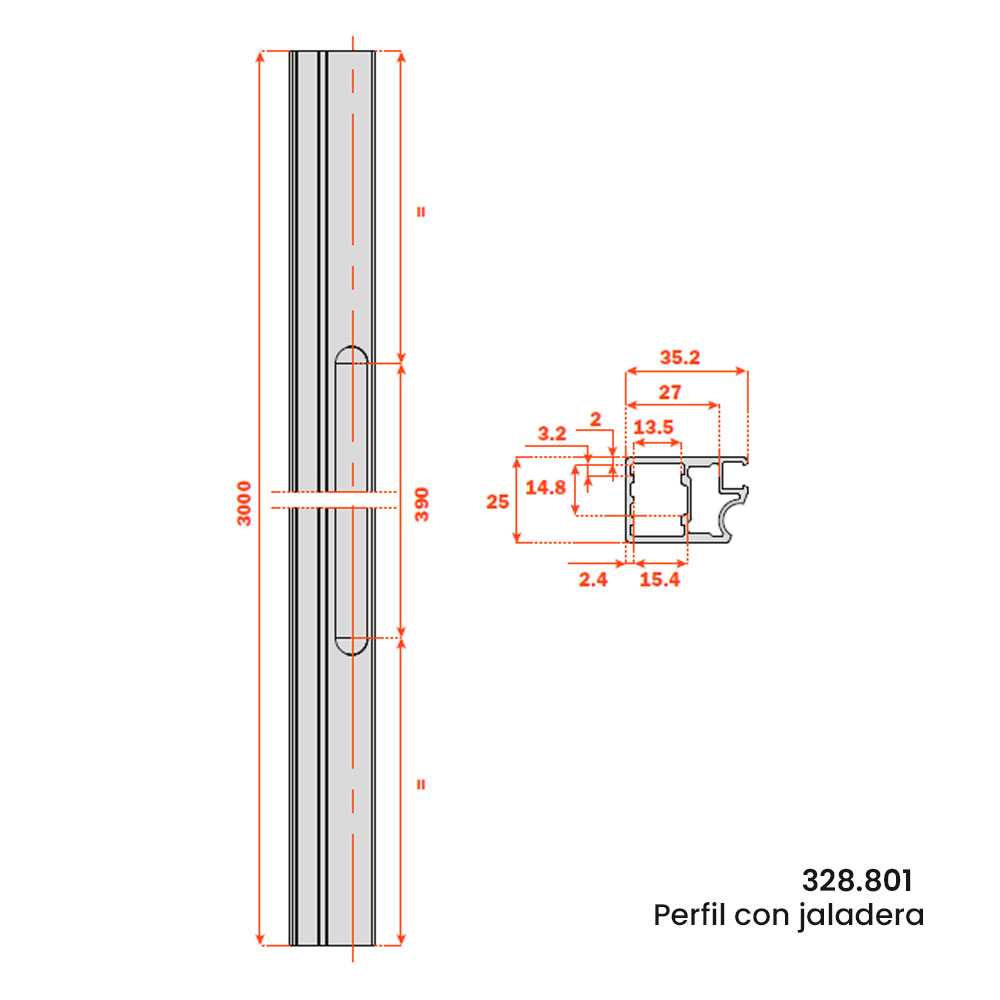 Perfil CONECTA para puerta con perfil de aluminio