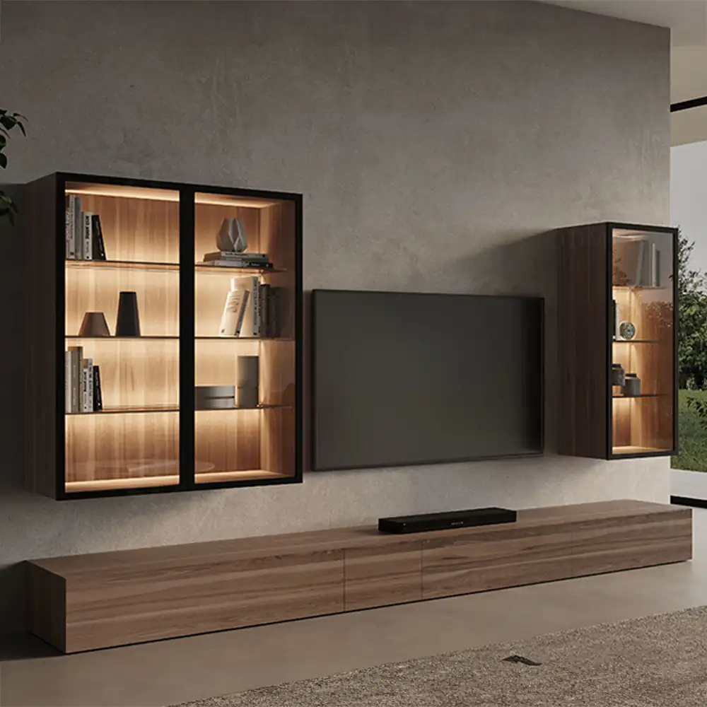 Perfil de aluminio KISY para entrepaño cristal, acabado negro con blanco