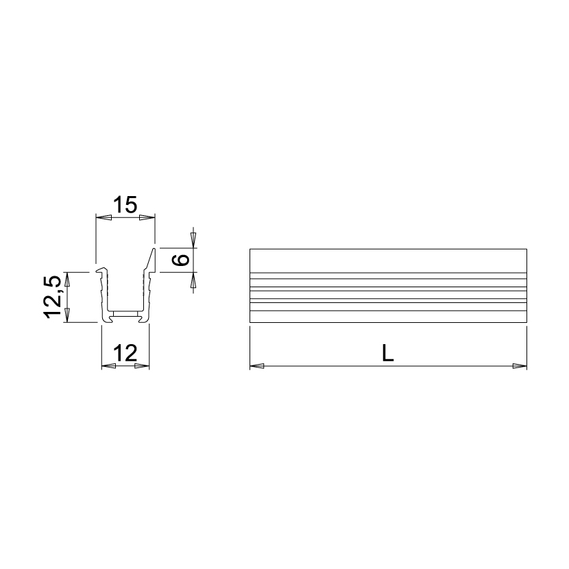 Perfil de aluminio para lámpara LAB, acabado negro | M24