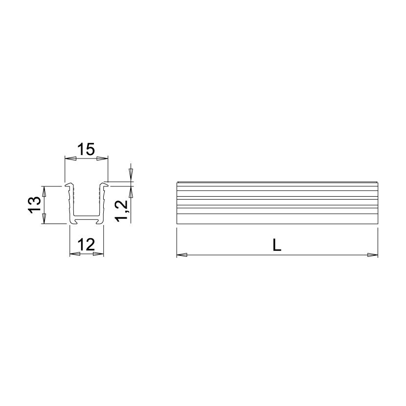 Perfil de aluminio para lámpara MISS, acabado negro | M24