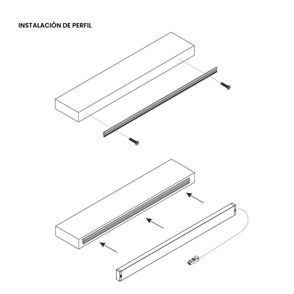 Perfil de policarbonato SUNUP para entrepaños de madera, acabado blanco