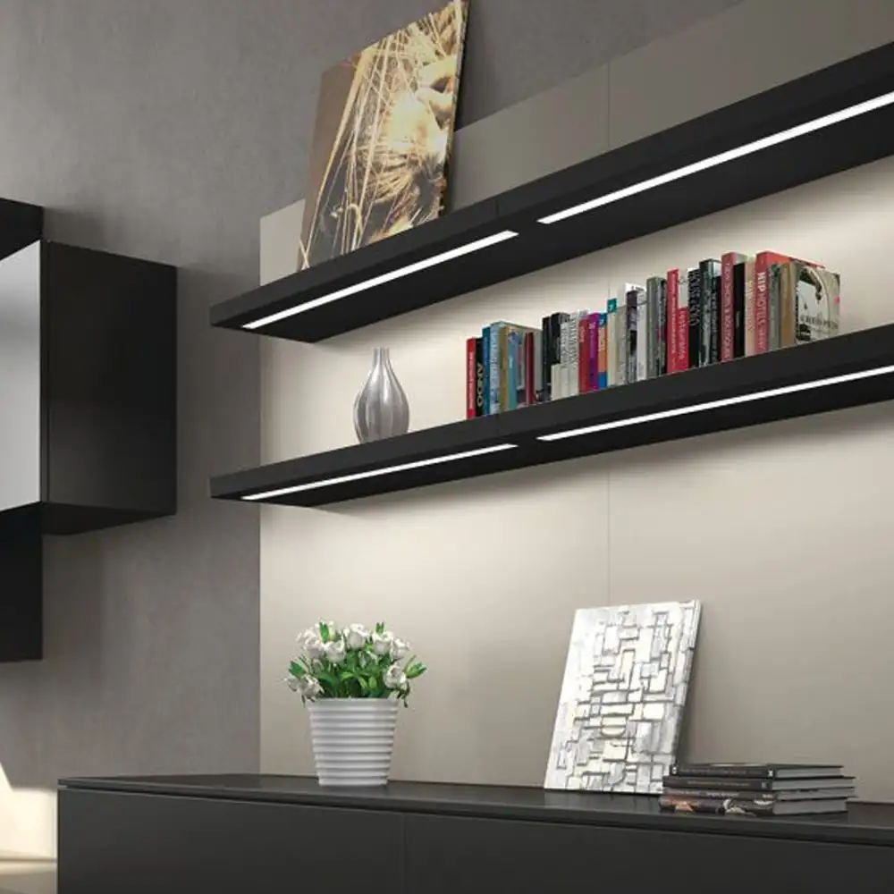 Perfil de aluminio DIVA color negro en librero
