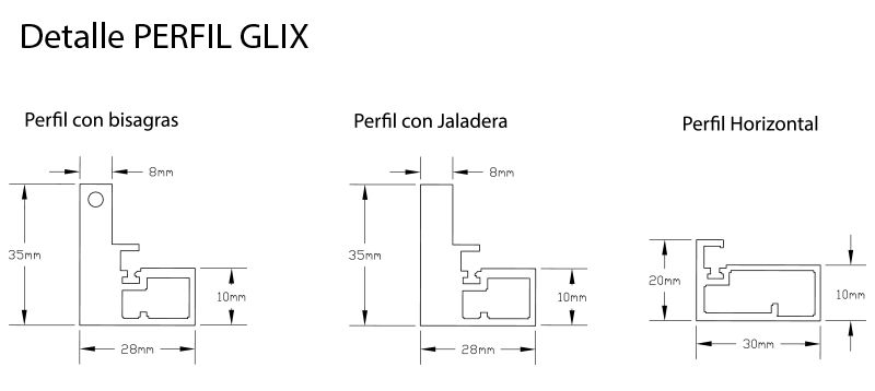 Perfil GLIX a medida para puerta de cristal