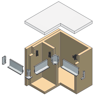 Caja con 10 perfiles de aluminio GOLA L y accesorios opcionales