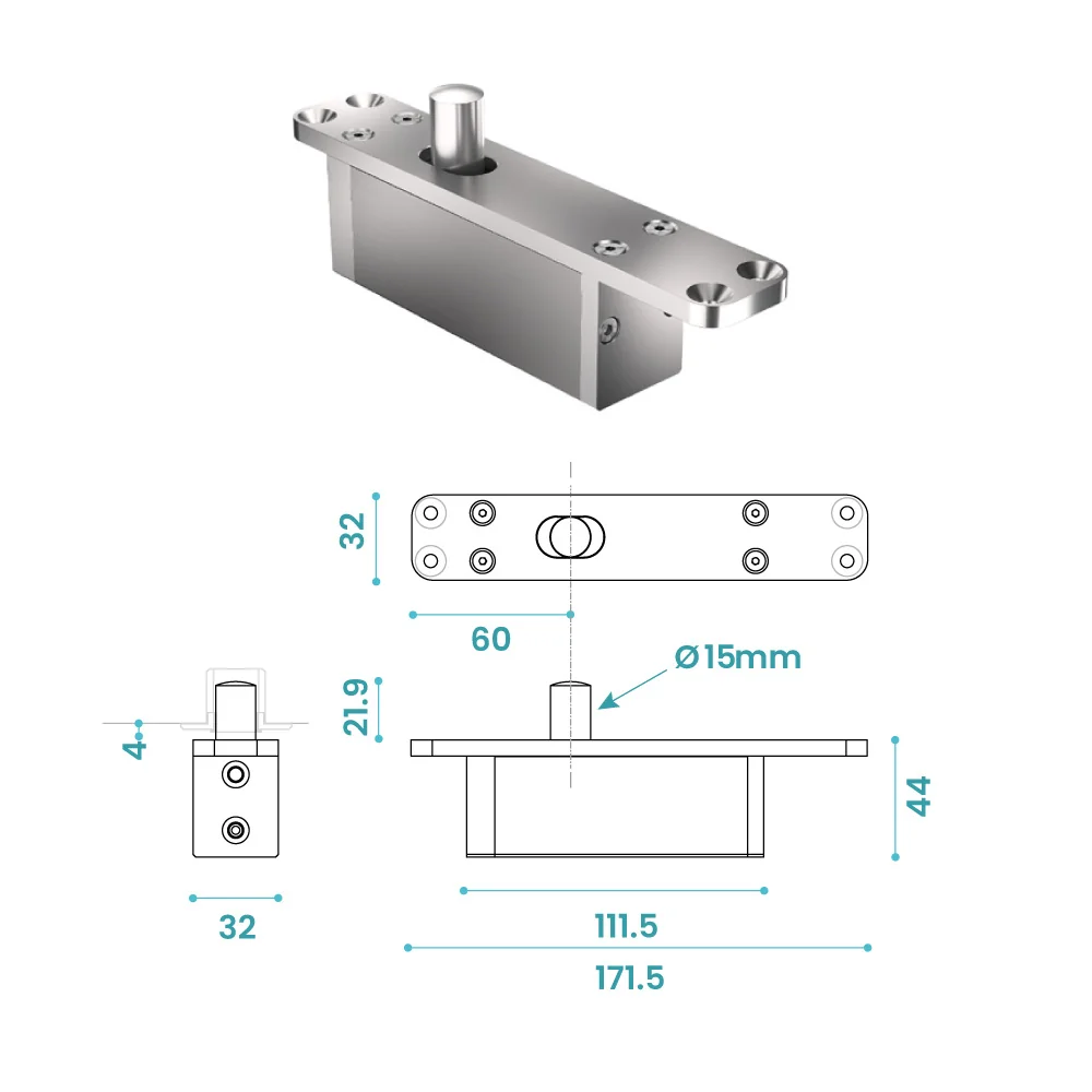 Bisagra pivotante FritsJurgens, modelo SYSTEM ONE para puerta, capacidad de carga 0 - 500 kg