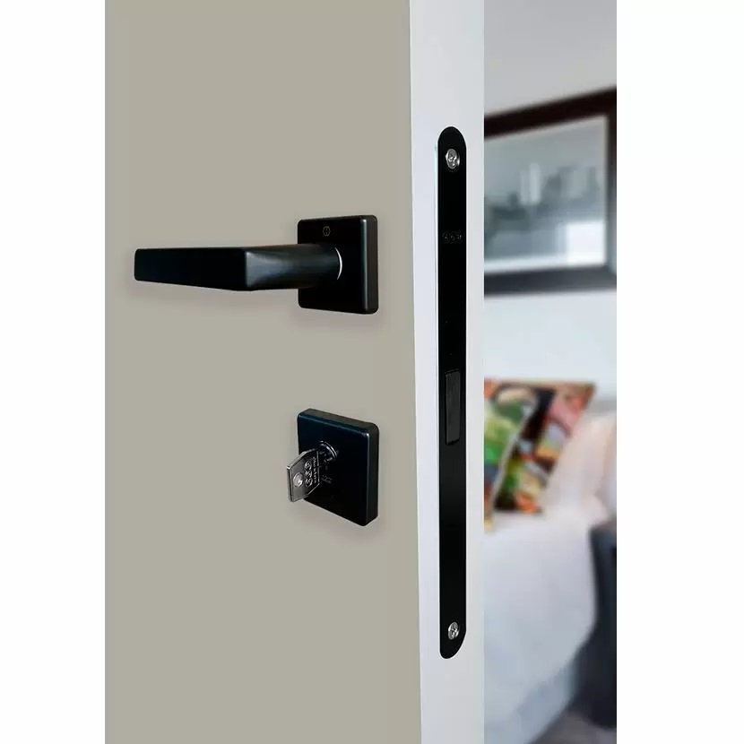 Manijas DALLAS para puerta de recámara, acabado negro mate