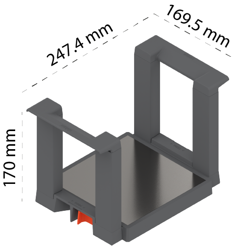 Porta platos Blum ORGA-LINE y AMBIA-LINE para organización de cajones de cocina, color gris