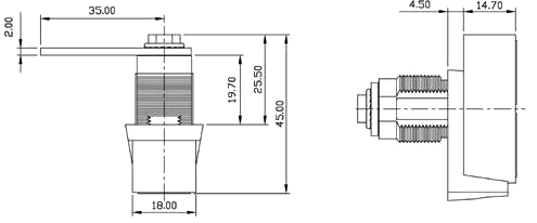 Porta candado KANE, acabado níquel con pestillo recto
