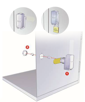 Porta candado KANE, acabado níquel con pestillo recto