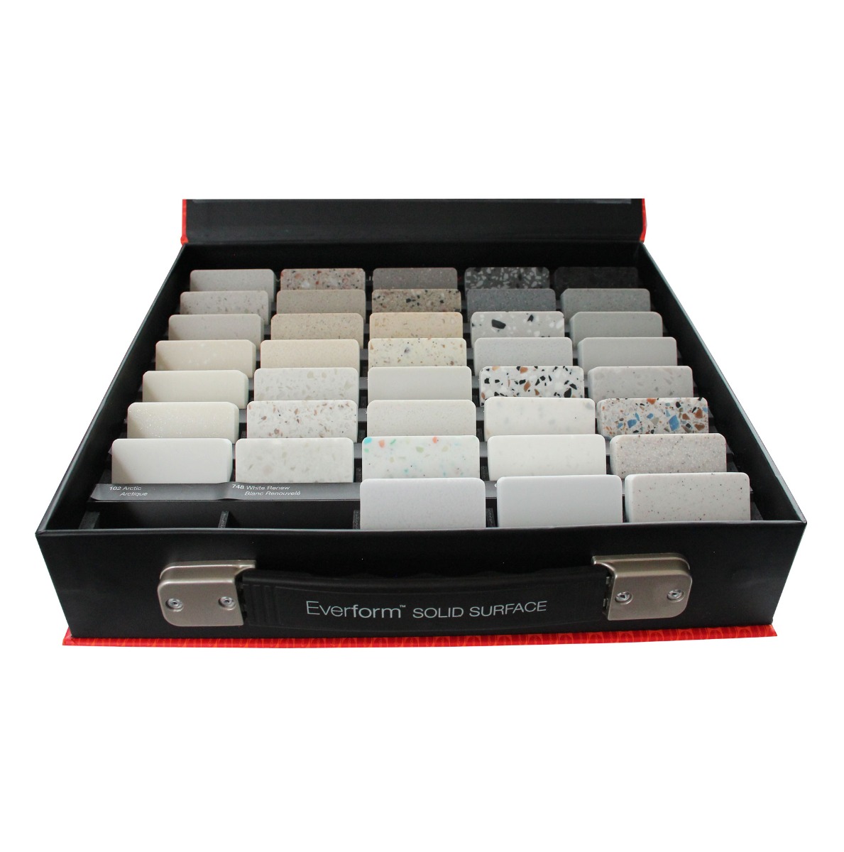 Portafolio de Superficie Sólida EVERFORM, muestras de 50 x 50 mm