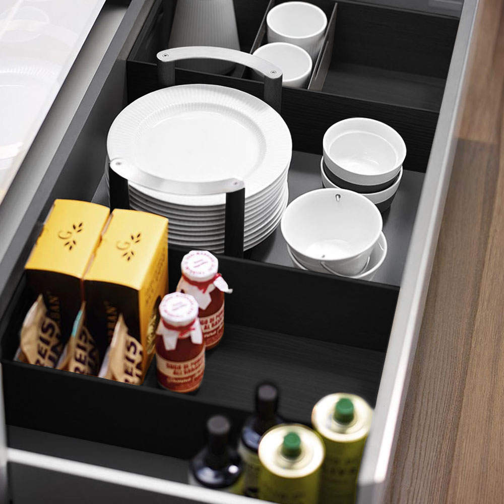 Porta platos para cajones cubertero de cocina fresno negro