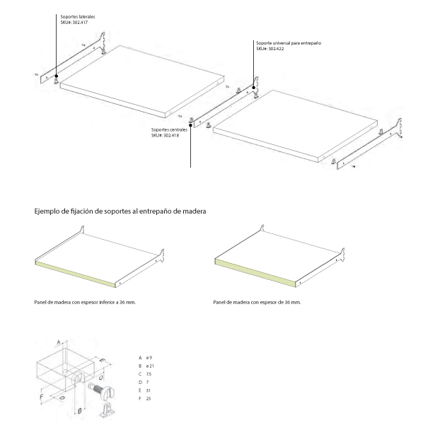Soportes VERTIKO para entrepaño