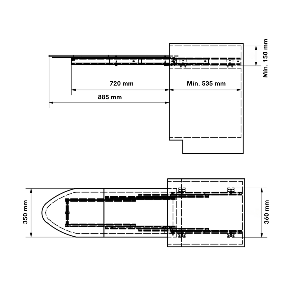 Burro de planchar PRUA plegable para gabinete 