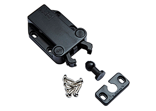 Cierre plastico de push para apertura de puerta. Con fuerza de retención de 8 kg. En acabado negro