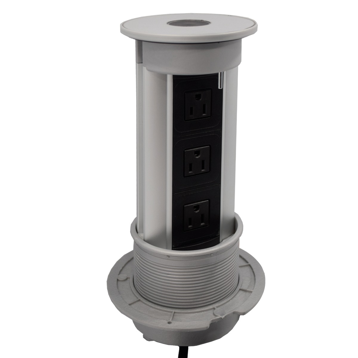 Multicontacto de torre PUSH ELITE, 3 sockets, acabado inox