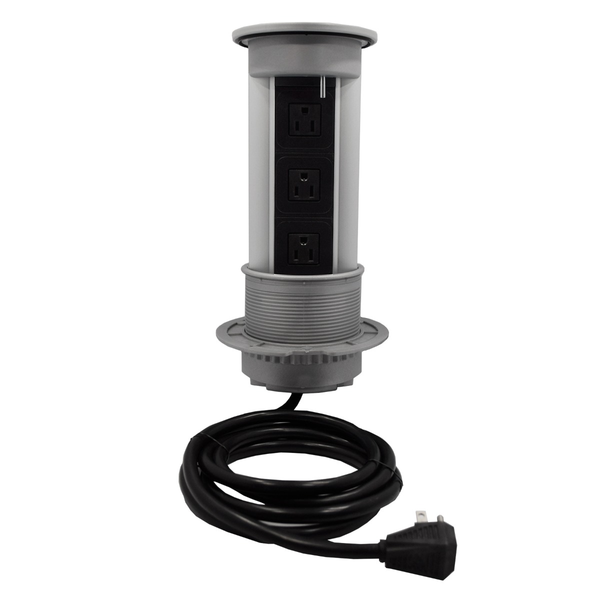 Multicontacto de torre PUSH ELITE, 3 sockets, acabado inox