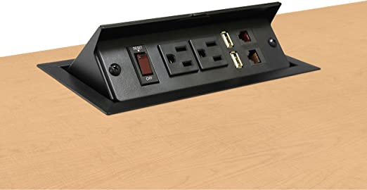 Multicontacto QUAD con 2 contactos eléctricos, entradas voz/datos/USB, material acero