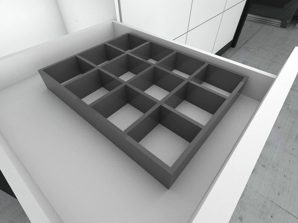 Organización LABRYS para de 12 divisiones, med. 276 x 365 x 51 mm, acabado startdust