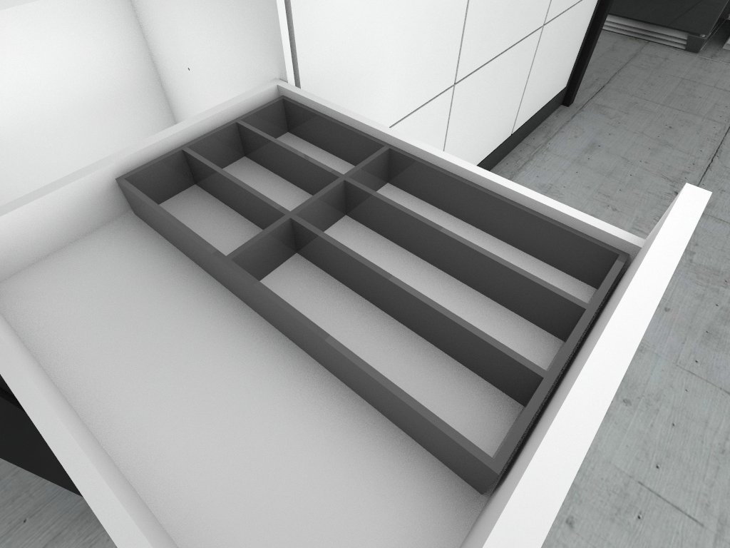 Set organizador cubertero LABRYS con 6 divisiones de aluminio, acabado stardust