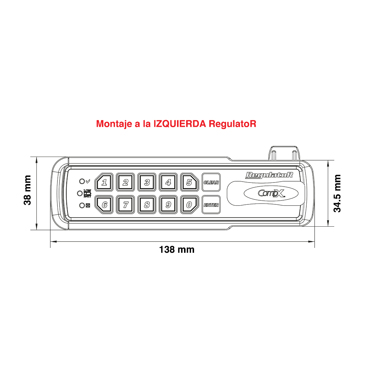 Cerradura eléctrica de combinación REGULATOR con perno sistema 100, color gris