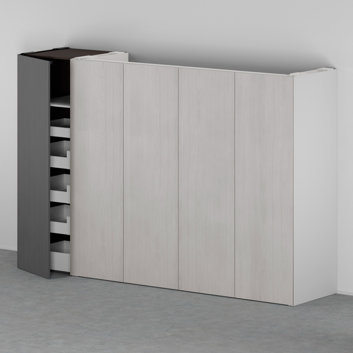 Sistema corredizo REVEGO UNO para puerta plegable e insertable, lado izquierdo